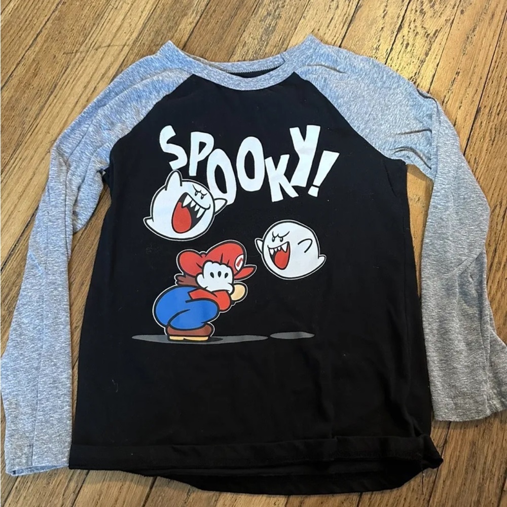 Super Mario Spooky Ghosts Long Sleeve Shirt Tee Game Movie Kids Toddler Size 7